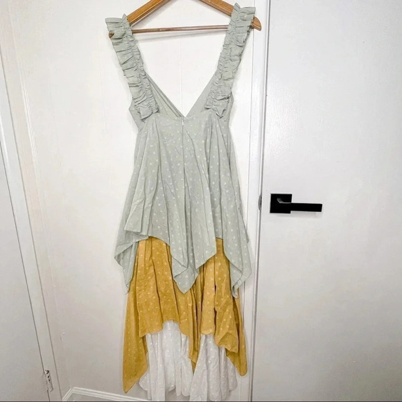 Anthropologie Love Binetti Emma color block tiered ruffle midi dress XS NWT - Picture 7 of 9